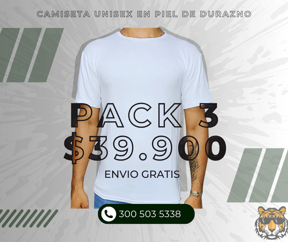 Camiseta Blanca Piel De Durazno Pack3 Envío Gratis