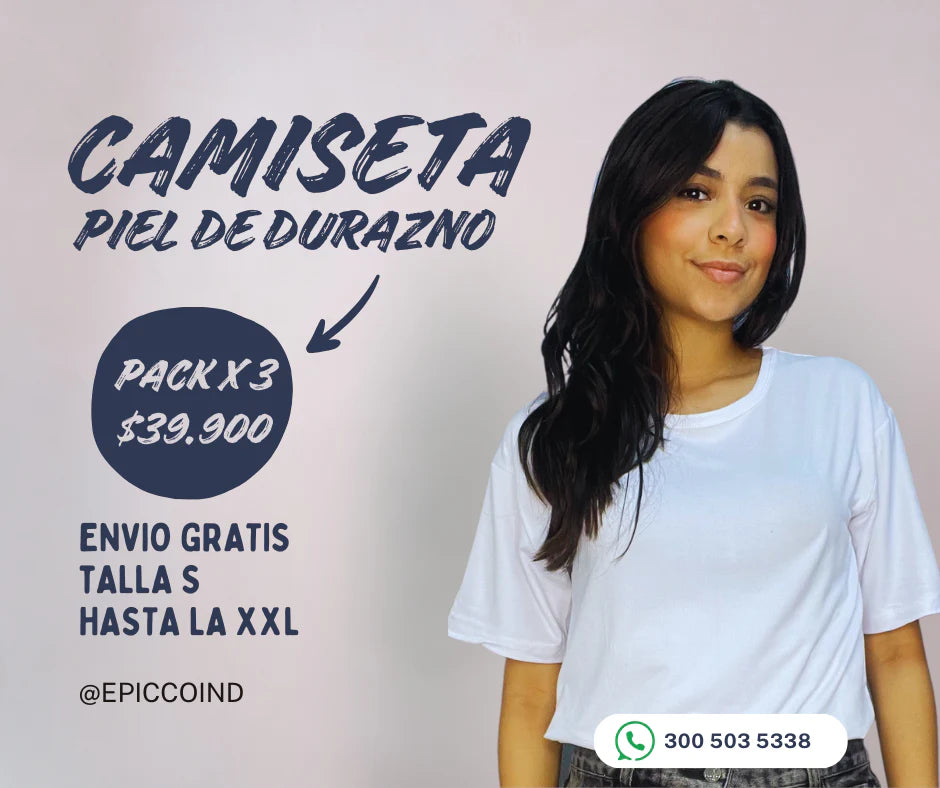 Camiseta Blanca Piel De Durazno Pack3 Envío Gratis