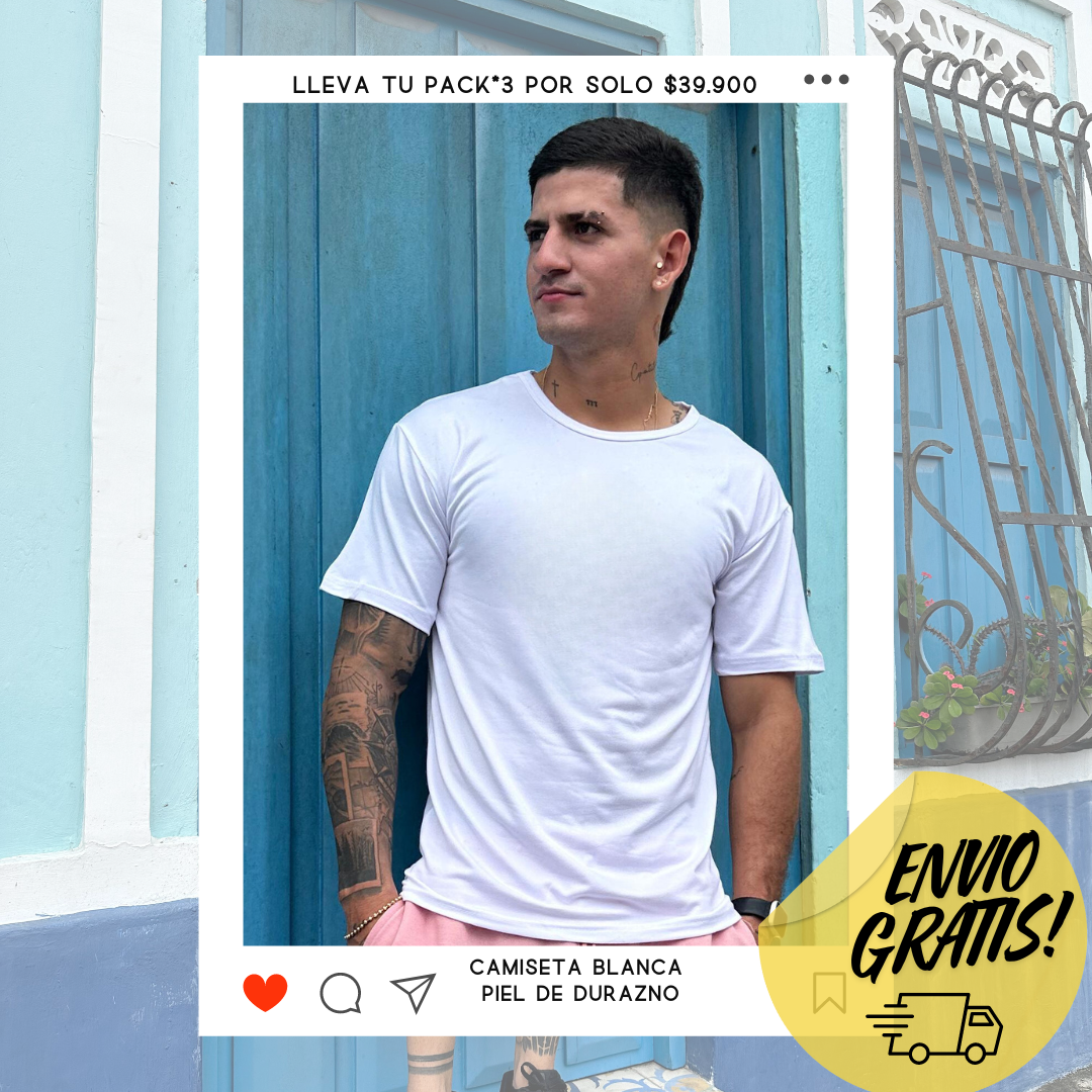 Camiseta Blanca Piel De Durazno Pack 3 Envio Gratis