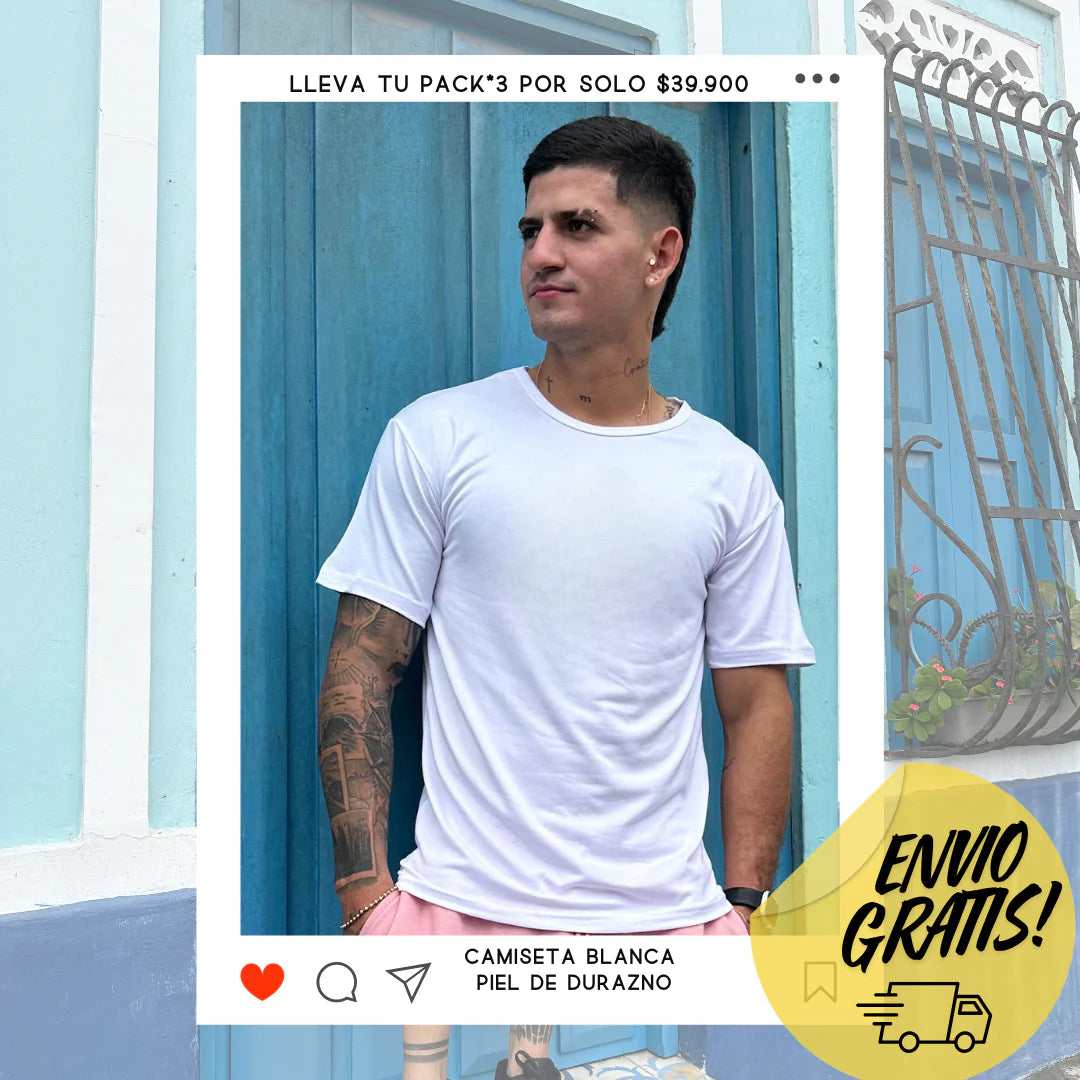 Camiseta Blanca Piel De Durazno Pack3 Envío Gratis